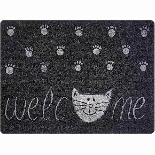 Fussmatte Katze • rutschfest • 3 Groessen und 7 Motive - Katze Welcome Grau günstig online kaufen