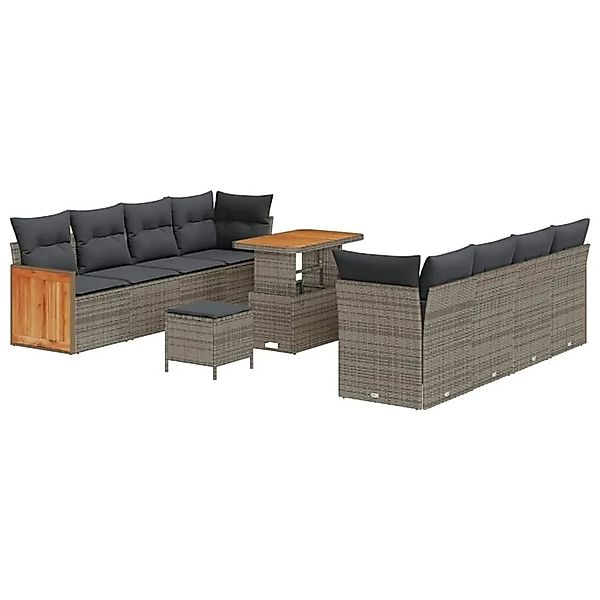 vidaXL Gartensofa-set mit Kissen 12-Tlg Grau Poly-Rattan 3365233 günstig online kaufen