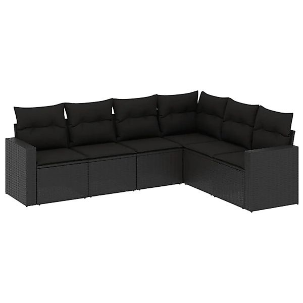 vidaXL 6-Tlg Garten-Sofagarnitur mit Kissen Schwarz Poly Rattan 3251342 günstig online kaufen