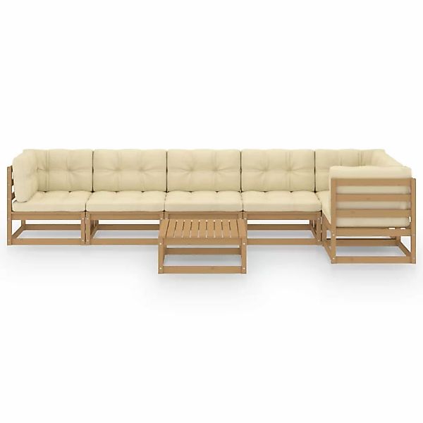 7-tlg. Garten-lounge-set Mit Kissen Kiefer Massivholz günstig online kaufen