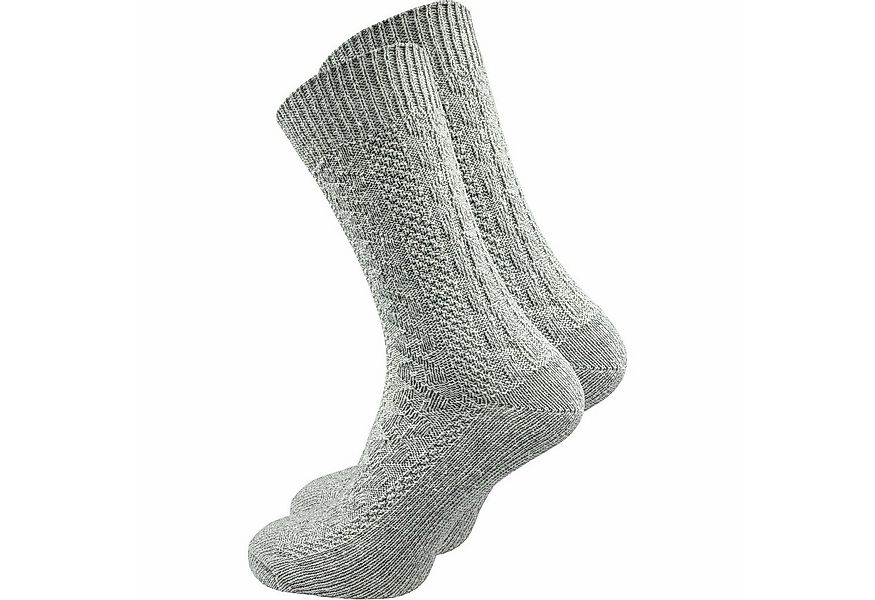 GAWILO Trachtensocken für Herren mit urigem Zopfmuster in grau & natur mit günstig online kaufen