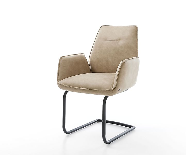 Freischwinger Zoa-Flex Mikrofaser Beige Vintage Freischwinger rund Schwarz günstig online kaufen