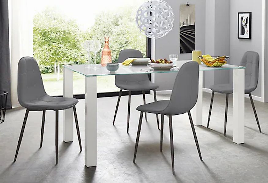 INOSIGN Essgruppe Set, 5 Stk. tlg. mit Glastisch, Breite 160 cm günstig online kaufen