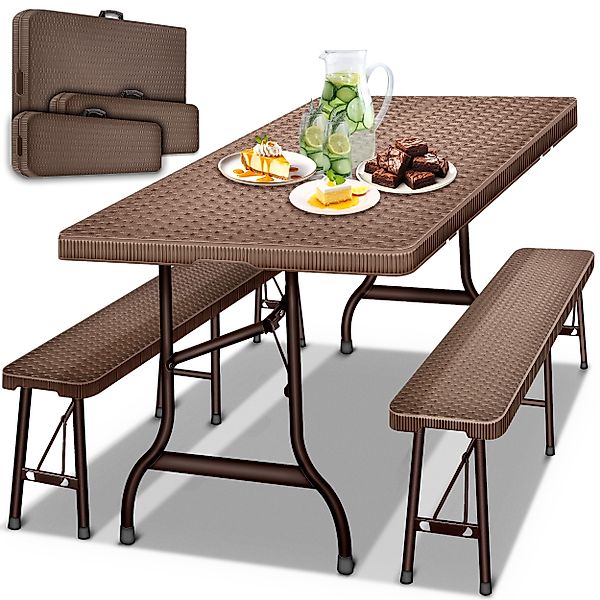 tillvex Bierzeltgarnitur klappbar 3-teilig Set Rattan günstig online kaufen