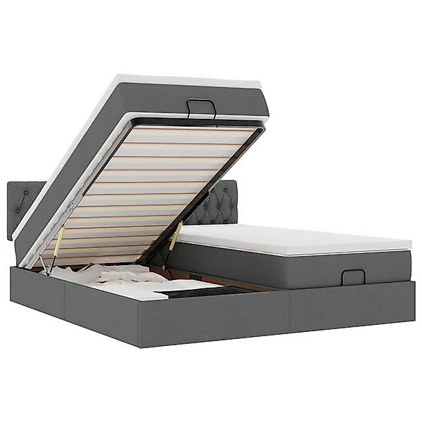 vidaXL Bett Ottoman-Bett mit Matratzen & LEDs Dunkelgrau 200x200 cm Stoff günstig online kaufen