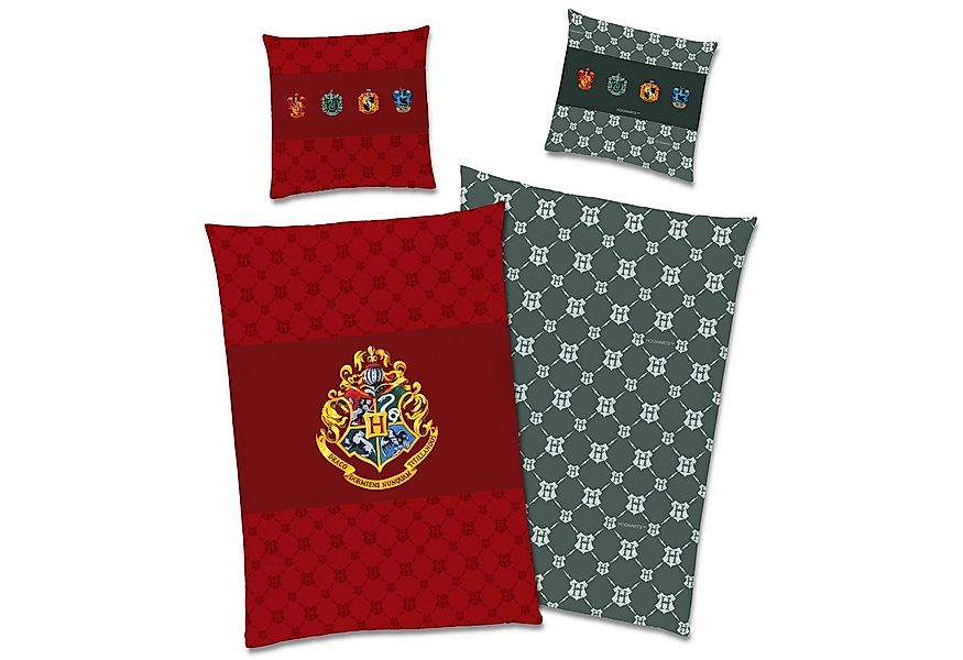 BERONAGE Wendebettwäsche Harry Potter Bettwäsche Zauberschule Rot Linon / R günstig online kaufen