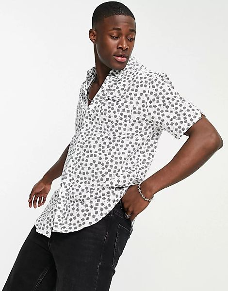 Ben Sherman – Kurzärmliges Hemd mit Tupfenmuster-Weiß günstig online kaufen