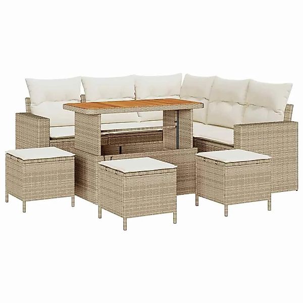vidaXL Gartensofa-Set mit Kissen 10 Stk Beige und Creme Poly-Rattan 3363571 günstig online kaufen