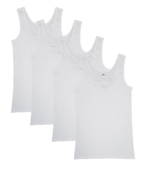 Toker Collection® Achseltop Damenhemd vollachsel mit kleiner Spitze 4 Stück günstig online kaufen