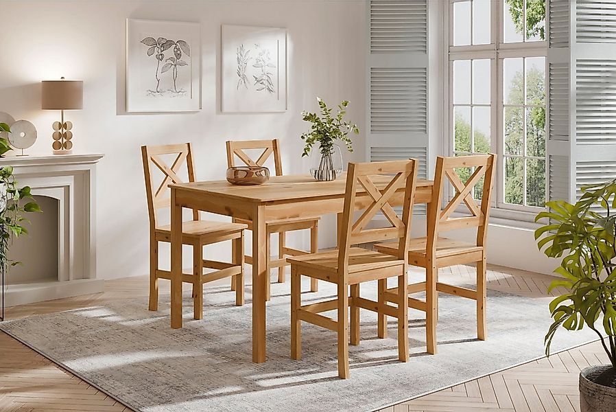 Home affaire Essgruppe Malmö, (Set, 5-tlg), bestehend aus Tisch und Stühlen günstig online kaufen