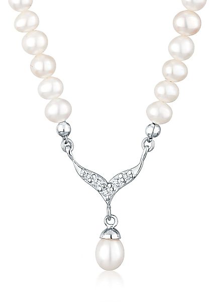 Elli Perlenkette Collier Süßwasserzuchtperle Zirkonia 925 günstig online kaufen
