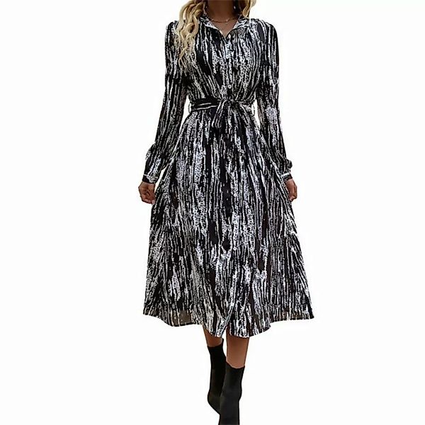 KIKI Midikleid Damen Langarm Batik Kleid günstig online kaufen