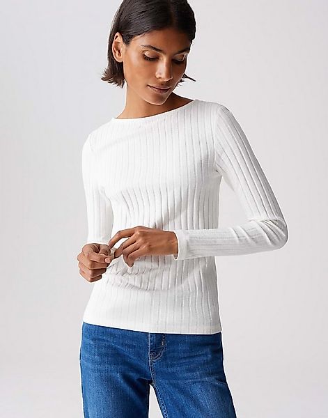 OPUS Langarmshirt SOVKE aus Baumwoll Mix figurbetont geschnitten, U-Boot-Au günstig online kaufen