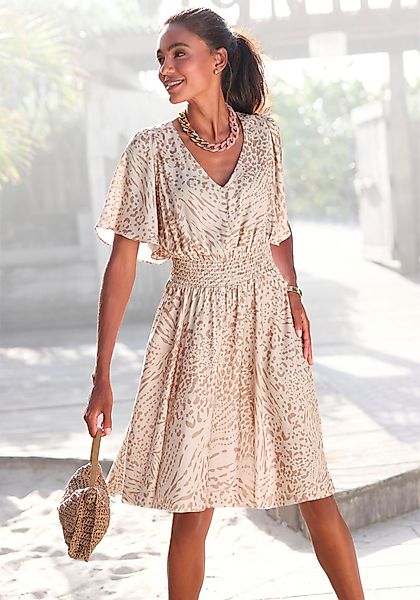 LASCANA Sommerkleid mit Animalprint und Fledermausärmeln, günstig online kaufen