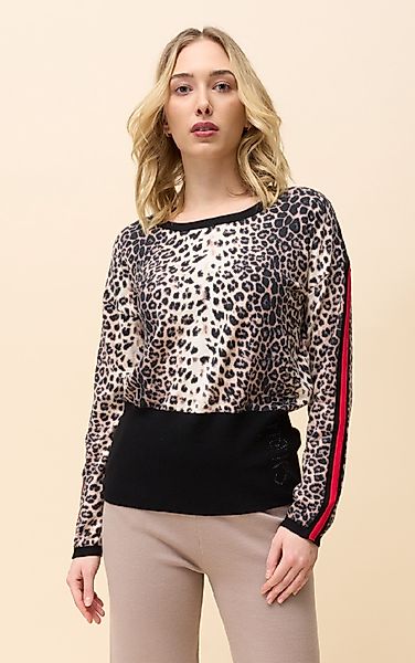 Passioni Strickpullover mit Leopardenmuster, breitem schwarzen günstig online kaufen
