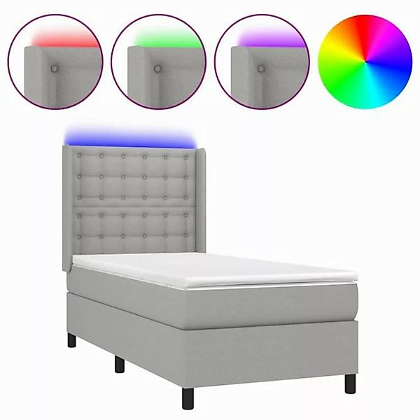 vidaXL Boxspringbett Boxspringbett mit Matratze LED Hellgrau 90x190 cm Stof günstig online kaufen