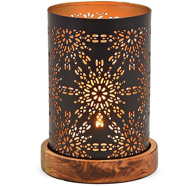 matches21 HOME & HOBBY Kerzenhalter Windlicht mit Blumen auf Holzsockel sch günstig online kaufen