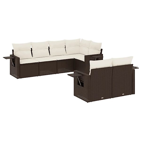 vidaXL 7-Tlg Garten-Sofagarnitur mit Kissen Braun Poly Rattan 3220412 günstig online kaufen