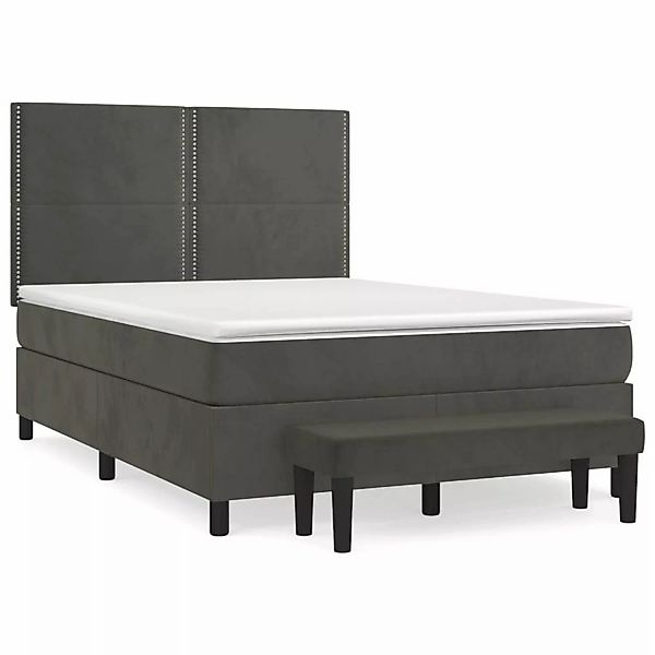 vidaXL Boxspringbett mit Matratze Dunkelgrau 140x200 cm Samt1350450 günstig online kaufen