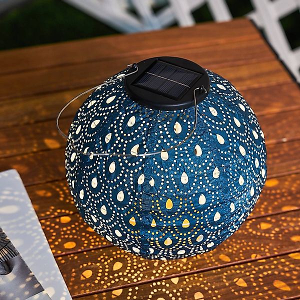 Pauleen LED Solarleuchte "Sunshine Charm Lampion Solar blau Tyvek Vlies", 1 günstig online kaufen