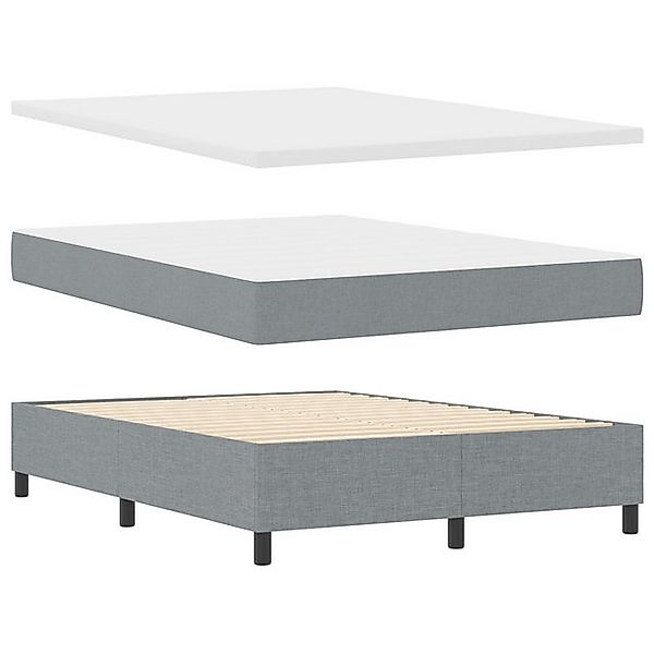 vidaXL Bett Boxspringbett mit Matratze & Bank Hellgrau 160x200 cm Stoff (2- günstig online kaufen