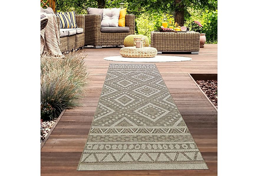 Carpetia Outdoorteppich In- & Outdoor Teppich Sisal Optik Balkon Rautenmust günstig online kaufen