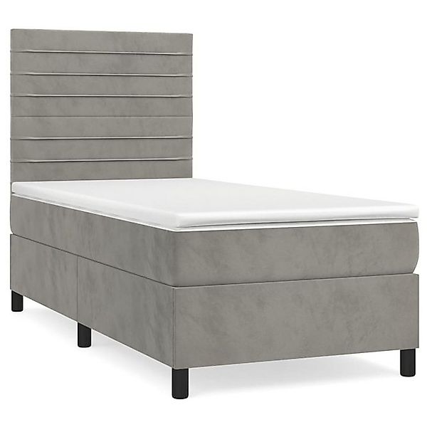 vidaXL Boxspringbett, Boxbett mit Matratze Hellgrau 90x200 cm Samt günstig online kaufen