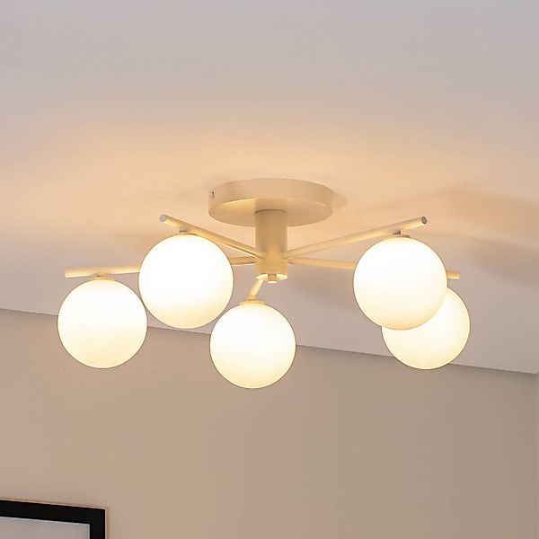 Deckenleuchte Prato, creme, Glas, 5-flammig günstig online kaufen