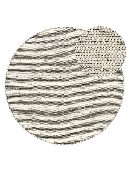 benuta Wollteppich Rocco, rund, Höhe: 5 mm, Wolle, handgewebt, Uni, Natural günstig online kaufen