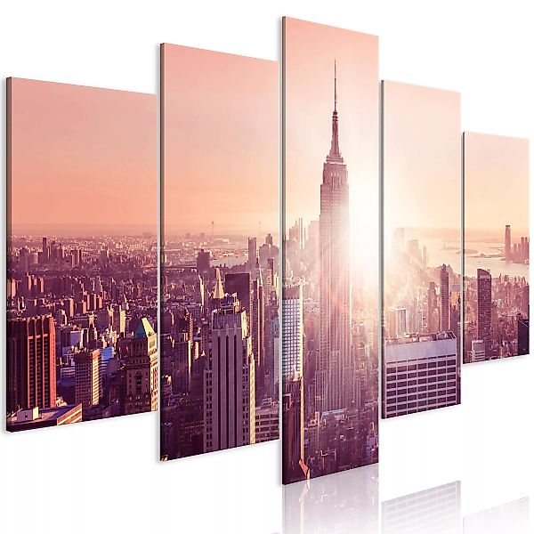Wandbild - Sun over Manhattan (5 Parts) Wide Orange günstig online kaufen