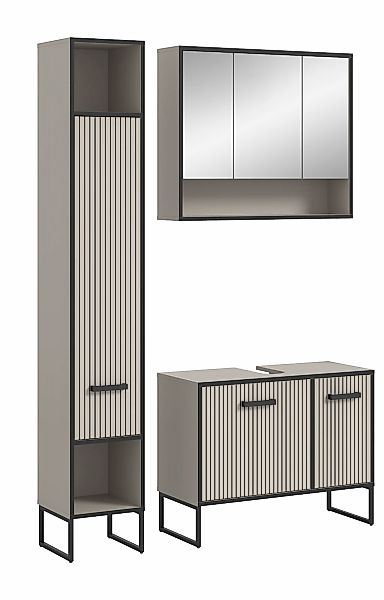 welltime Badmöbel-Set "Locri, Breite 125 cm, Rillenoptik, Metallkufen", (3 günstig online kaufen