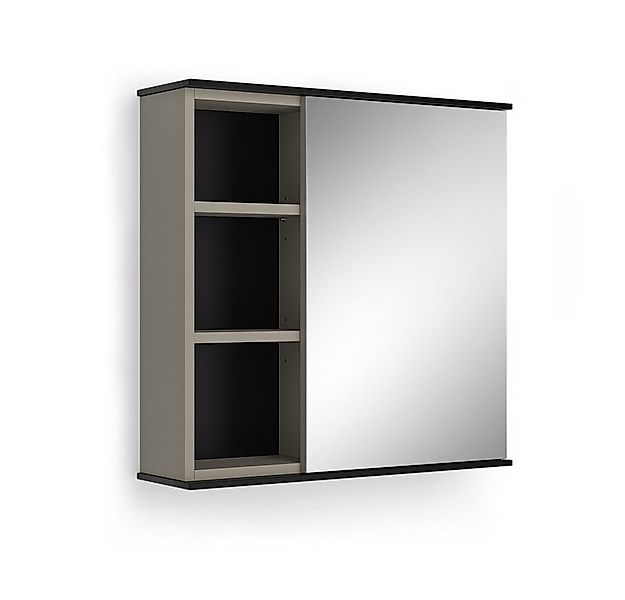 Vicco Badezimmerspiegelschrank Joli, Greige/Schwarz, 60 x 60 cm mit Spiegel günstig online kaufen