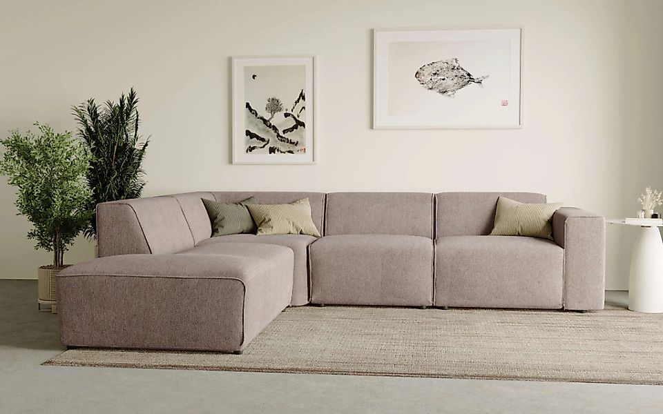 andas Ecksofa "Noord mit Kedernaht, Breite 282 cm", Cord, Struktur, Webstof günstig online kaufen