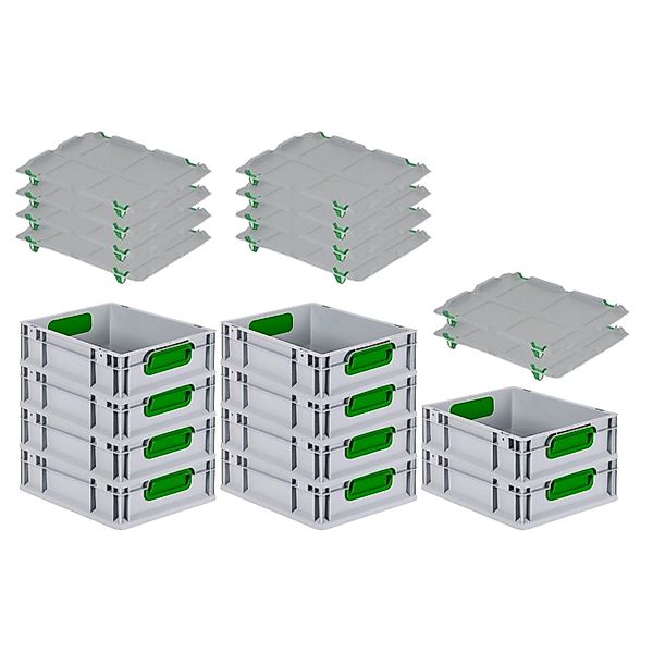 PROREGAL Spar Set 10x Eurobox Nextgen Color Mit Auflagedeckel & Schiebeschn günstig online kaufen