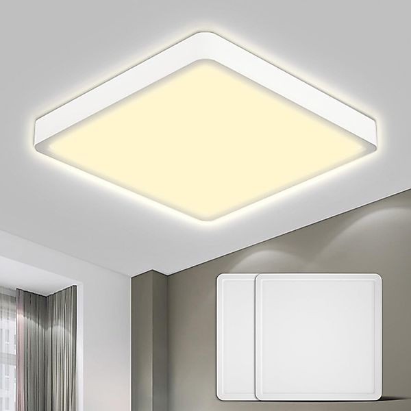 LQWELL Deckenleuchte LED Deckenlampe,Badlampe Quadrat Flach 2 Stück, LED fe günstig online kaufen