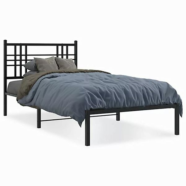 vidaXL Bettgestell, Bettrahmen mit Kopfteil Metall Schwarz 107x203 cm günstig online kaufen