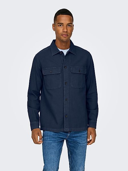 ONLY & SONS Langarmhemd "ONSOLIVER TWILL OVERDYE OVERSHIRT BF" günstig online kaufen