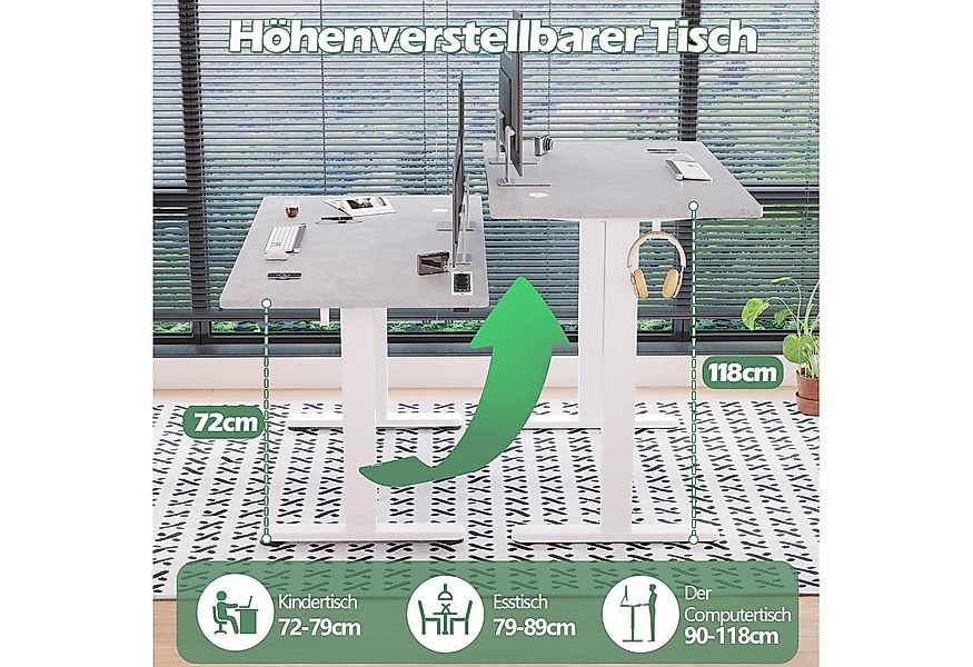 HOMALL Schreibtisch Höhenverstellbar mit 3-Buchsen und 2-USB-Ports mit kabe günstig online kaufen