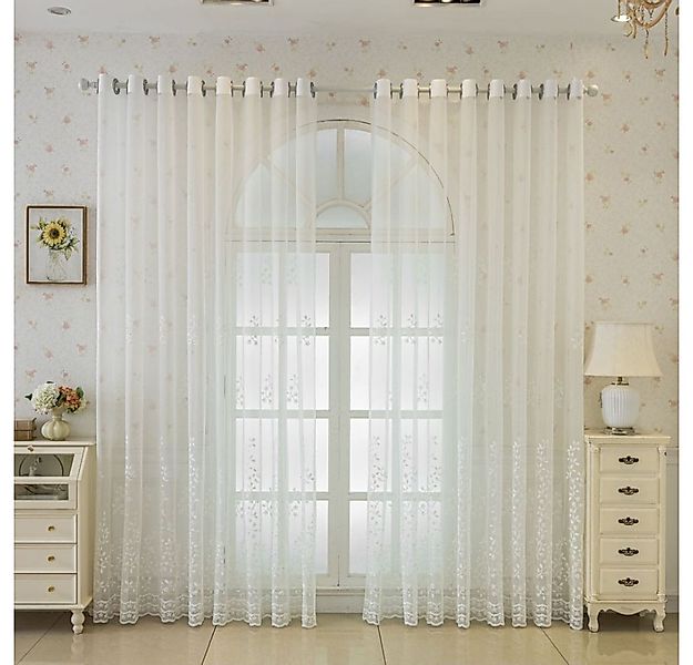 BYSURE Gardine NF13WH00132 (2 St), Ösen, transparent, Bestickter Vorhang mi günstig online kaufen