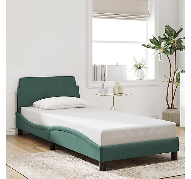 furnicato Bettgestell "Dover" Dunkelgrün 90x200 cm Samt (1-tlg) günstig online kaufen