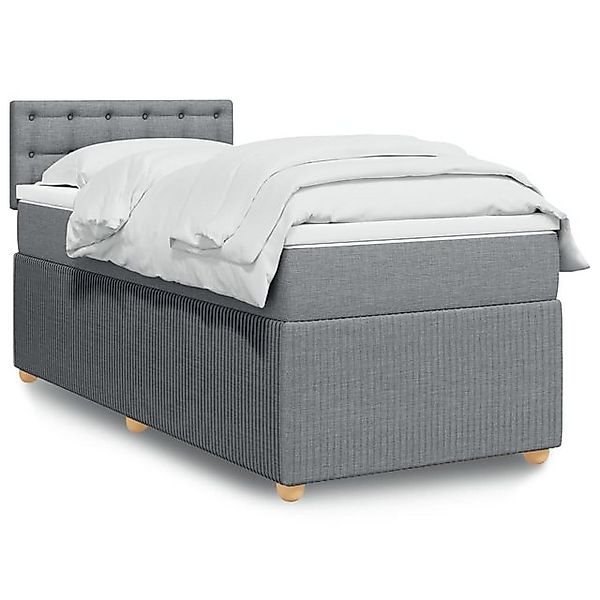 vidaXL Bettgestell Boxspringbett mit Matratze Hellgrau 90x200 cm Stoff Bett günstig online kaufen