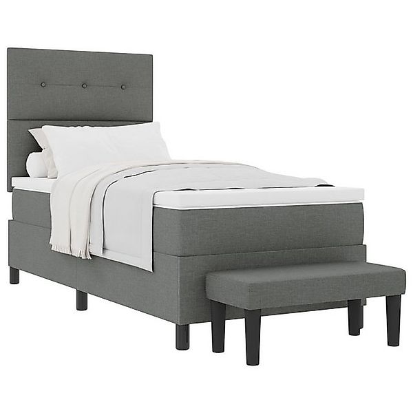 vidaXL Bett Boxspringbett mit Matratze & Bank Dunkelgrau 90x190 cm Stoff (2 günstig online kaufen