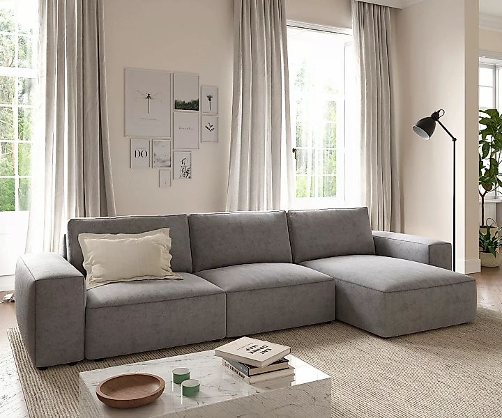 Ecksofa Lanzo L 360x160 cm Mikrofaser Grau Recamiere variabel günstig online kaufen