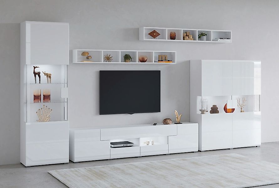 OTTO home Wohnwand "Toledo,Breite 391cm stilvolle Mediawand ohne Beleuchtun günstig online kaufen