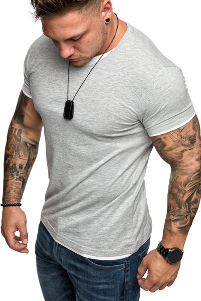 Amaci&Sons T-Shirt LAKEWOOD Herren Slim-Fit Basic günstig online kaufen