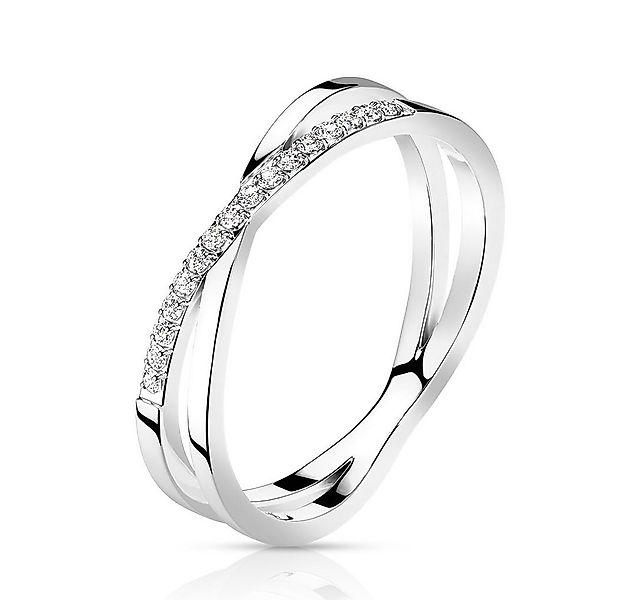 Order & Smile Schmuck Fingerring Ring Kreuz Form aus Edelstahl mit Zirkonia günstig online kaufen
