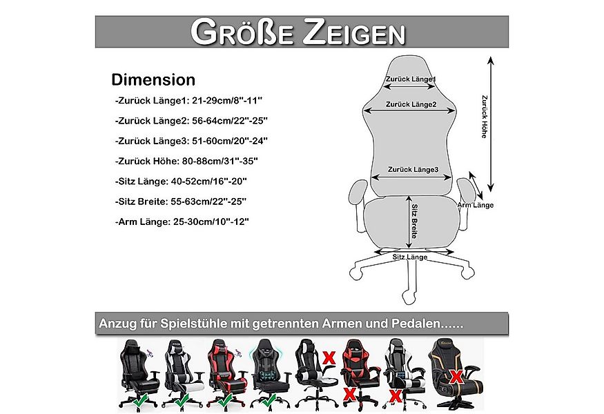 Jibenhome Bürostuhlhusse Stuhlbezug Samt Gaming Stuhl Bezüge mit 2-St Armle günstig online kaufen