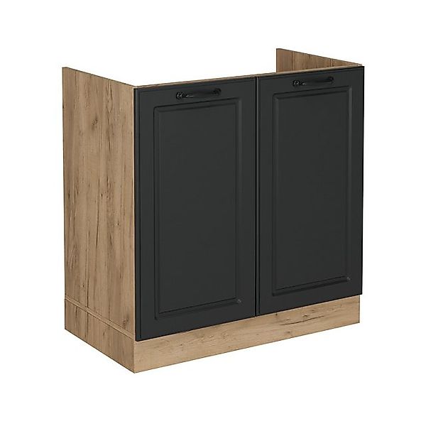 Vicco Spülenunterschrank R-Line, Anthrazit Landhaus/Goldkraft Eiche, 80 cm günstig online kaufen