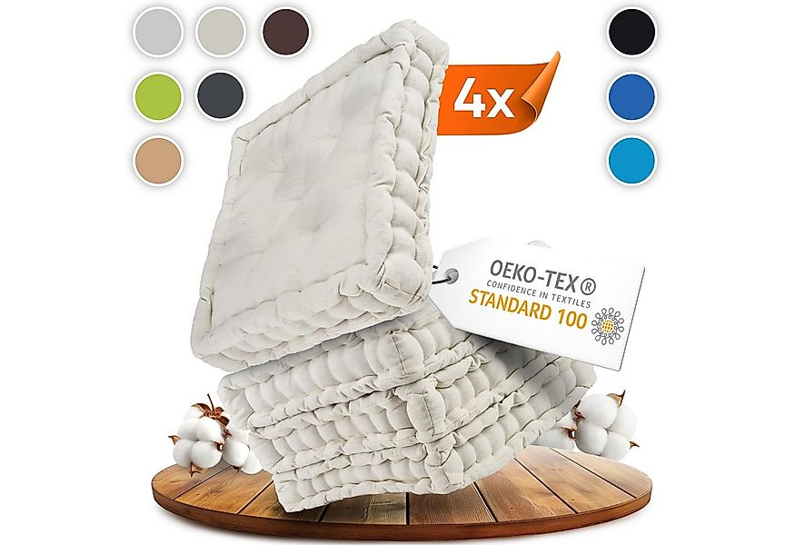 Gräfenstayn Sitzkissen 4er Set 40x40 cm mit 8 cm Polsterung aus 100 % Baumw günstig online kaufen