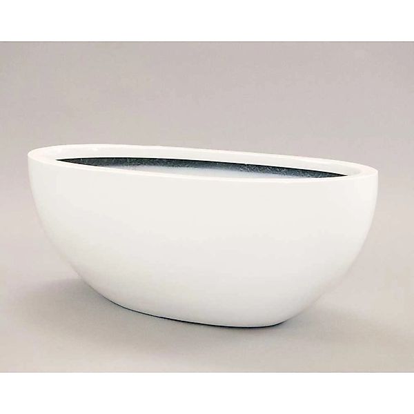 Elegant Einrichten Pflanzkübel Fiberglas Oval 51x23xH18cm Hochglanz-Weiß günstig online kaufen